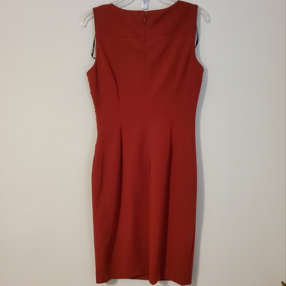 Calvin Klein Burgundy Wine Halter Sleeveless Sheath Midi Dress Size 6 - Picture 4 of 6